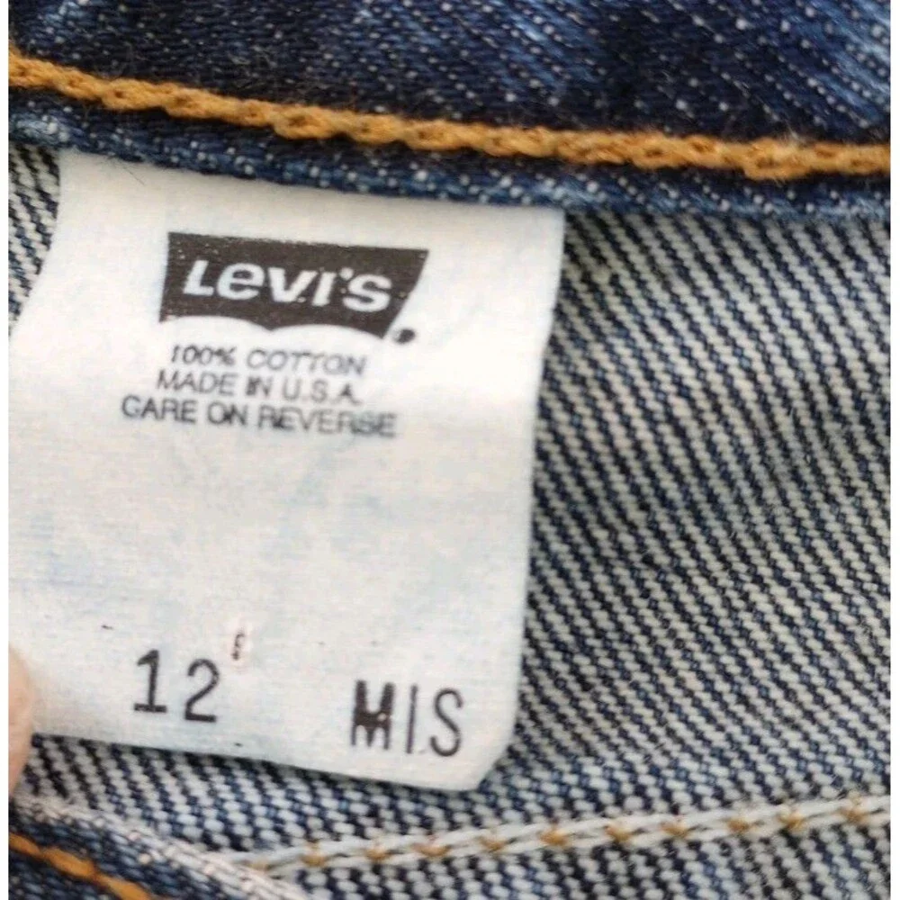 Vintage Levi's Red Tab Denim Jean Skirt Size 12 Blue 100% Cotton Knee Length USA